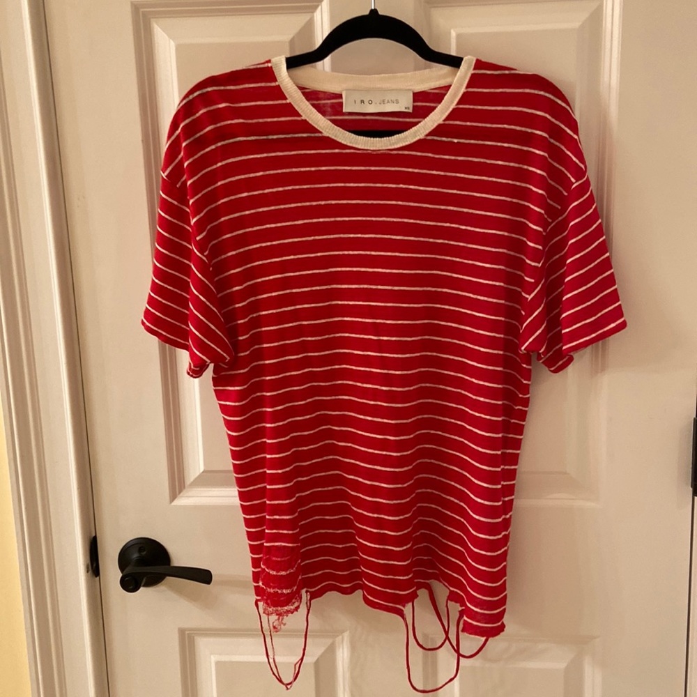 IRO striped distressed t-shirt. Size XS